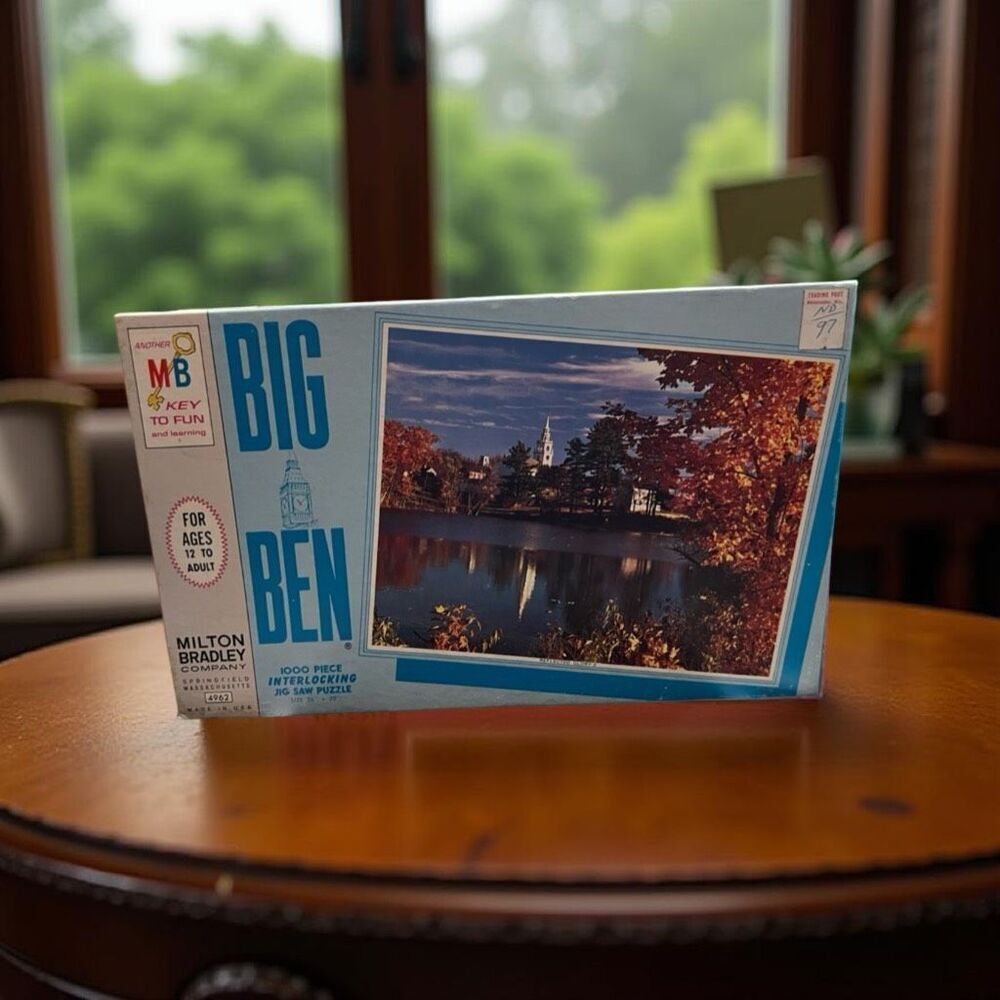 Vintage 1968 Milton Bradley Big Ben Reflective Glory Jigsaw Puzzle 1000 Pieces